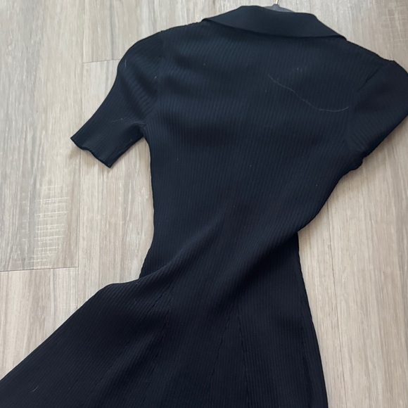 Maje Black Ribbed Mini Dress